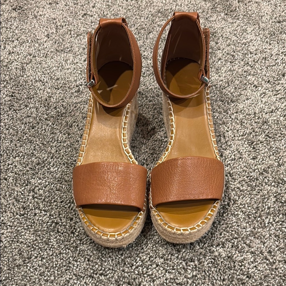 Brown Leather Espadrille Sandals